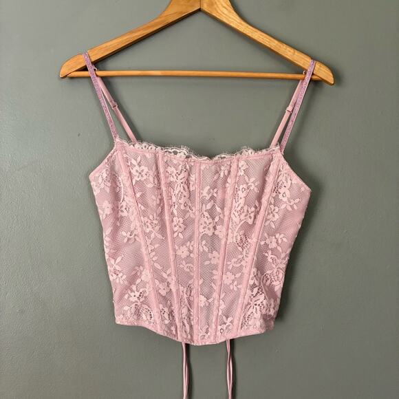 VICTORIA’S SECRET Very Sexy Twinkle Strap Lace Corset Top Rose Pink Coquette S - Picture 4 of 14